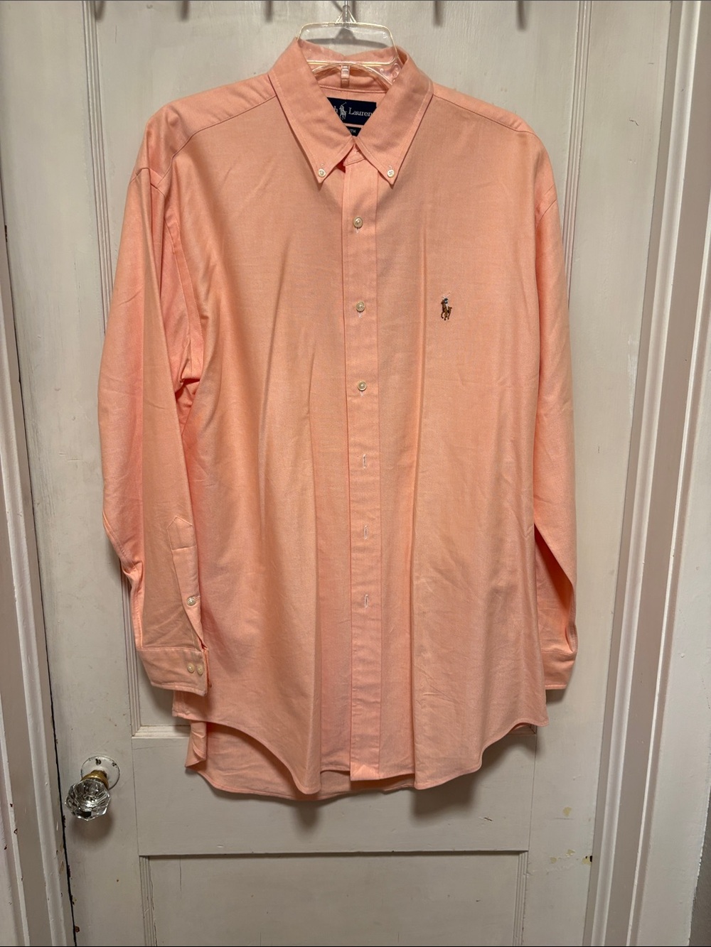 Ralph Lauren Yarmouth Peach Button-Down Preppy Dress Shirt 16 32/33